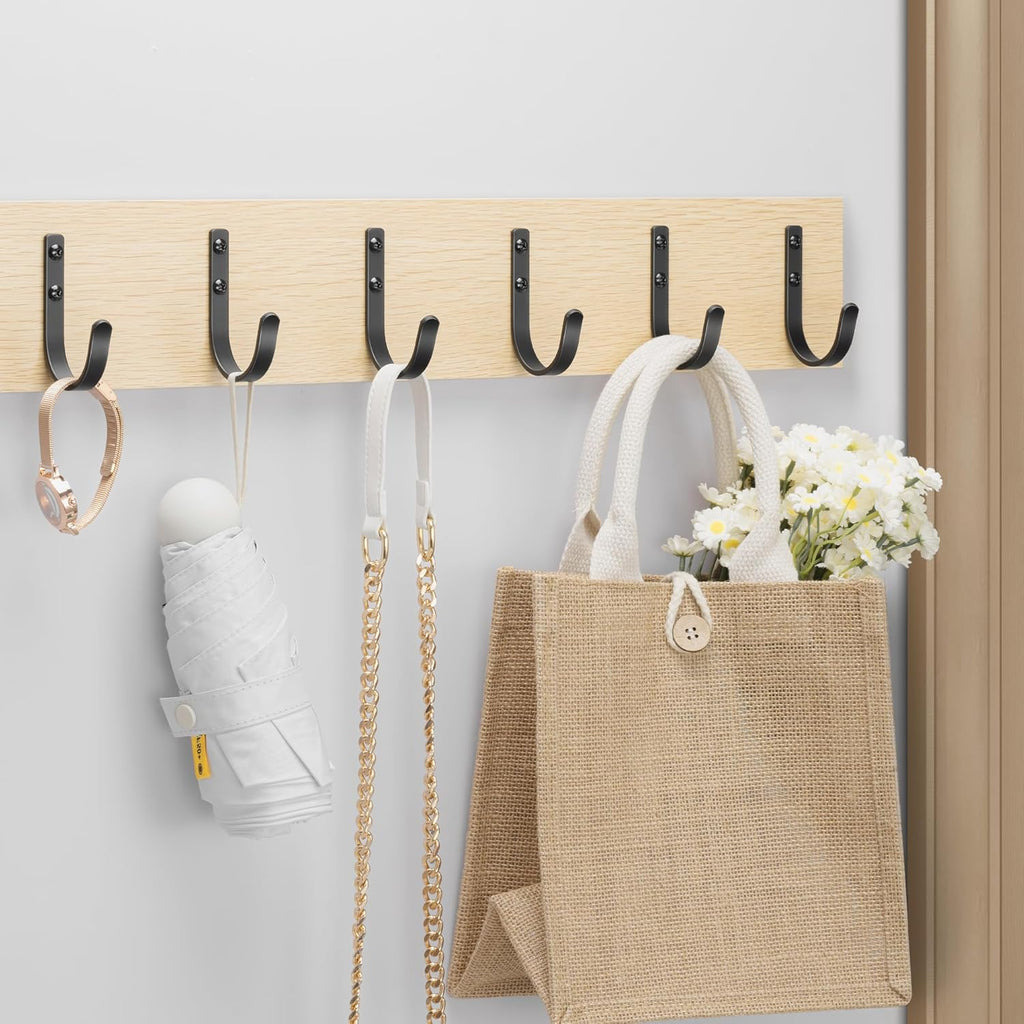 Niffgaff 10-Pack Outdoor Wall Hooks - 30LB Metal Hangers for Coats, Towels, and Hats | Black