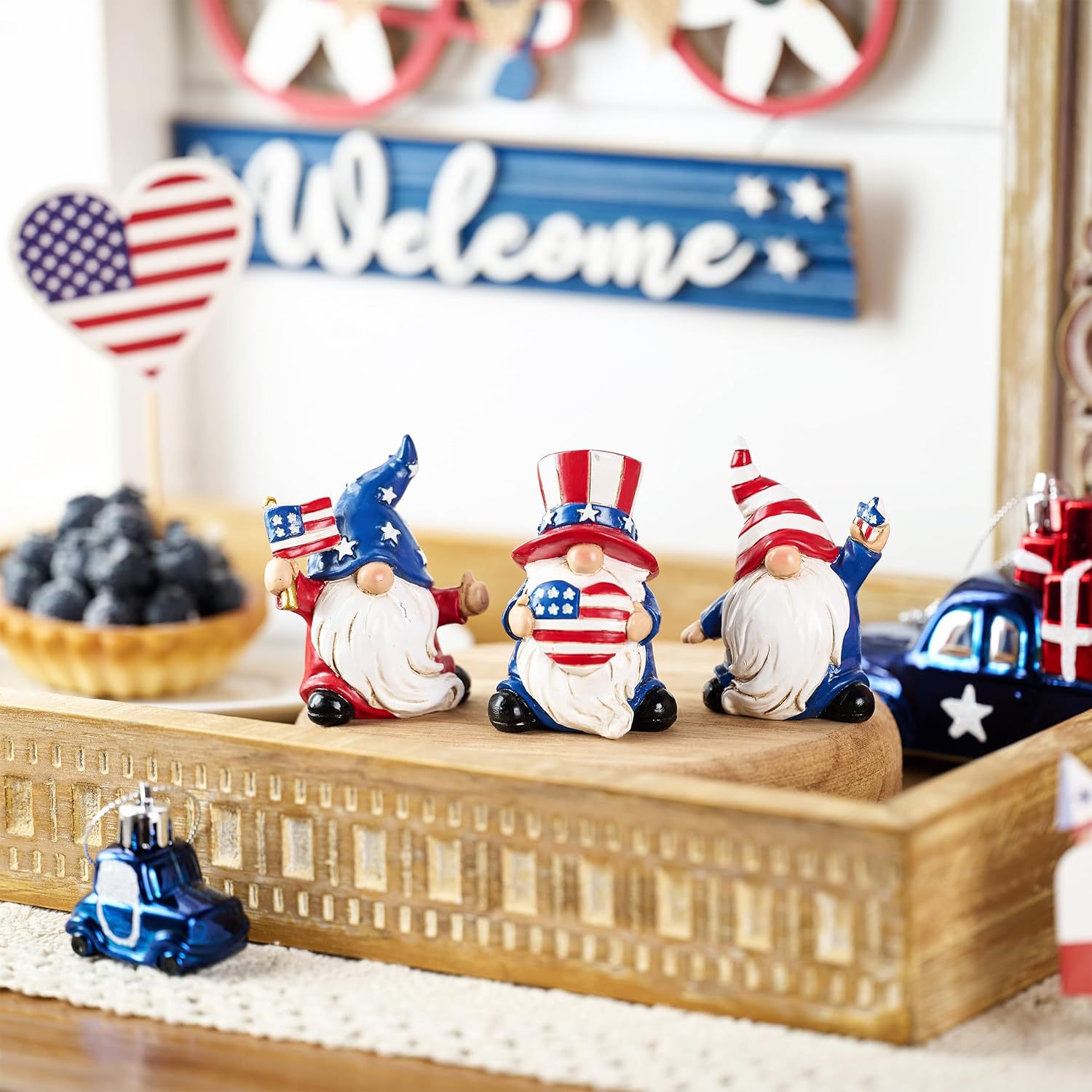 Valery Madelyn Patriotic Gnomes Decorations - 3Pcs Medium USA 250th Anniversary Home Decor