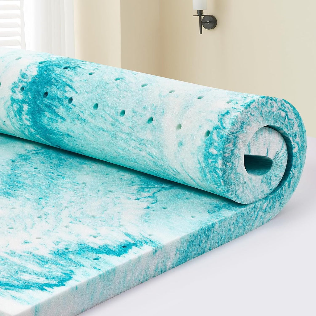 Skiennix 3-Inch Memory Foam Mattress Topper - Gel-Infused for Back Pain Relief | Queen Size 60x80 Inches