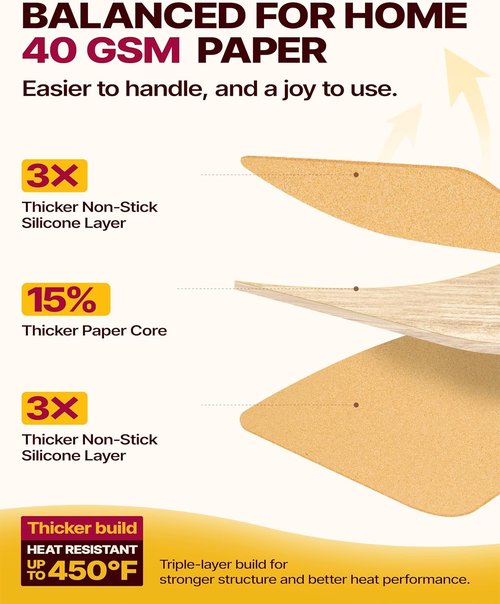 Katbite Parchment Paper Sheets - 360 PCS Non-Stick Unbleached Baking Paper | 12x16 Inches Heavy Duty for Oven & Air Fryer