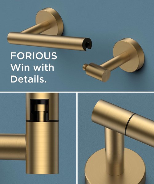 FORIOUS Toilet Paper Holder - Rustproof Stainless Steel Double Post Design | Brushed Gold & Matte Black