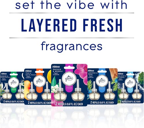 Glade PlugIns Refills Air Freshener - Orchid & Neroli Scented Essential Oils | 1.34 Fl Oz, 2 Count