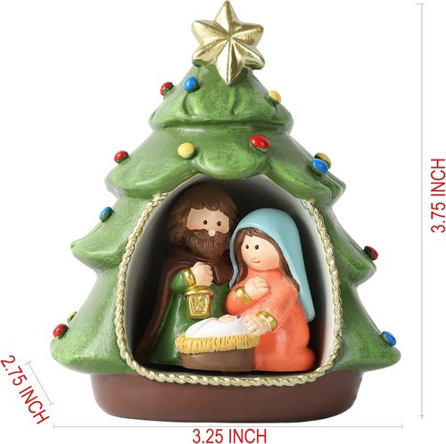 Hodao Nativity Set - Holy Family Christmas Indoor Decoration | Festive Green Scene for Home Decor