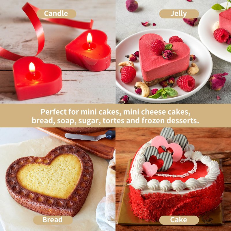 KEJJNYER 3 Pack 6 Inch Heart Shaped Cake Pans with Fixed Bottom, Aluminum Heart Baking Pan, Hearts Cake Mold for Wedding, Party