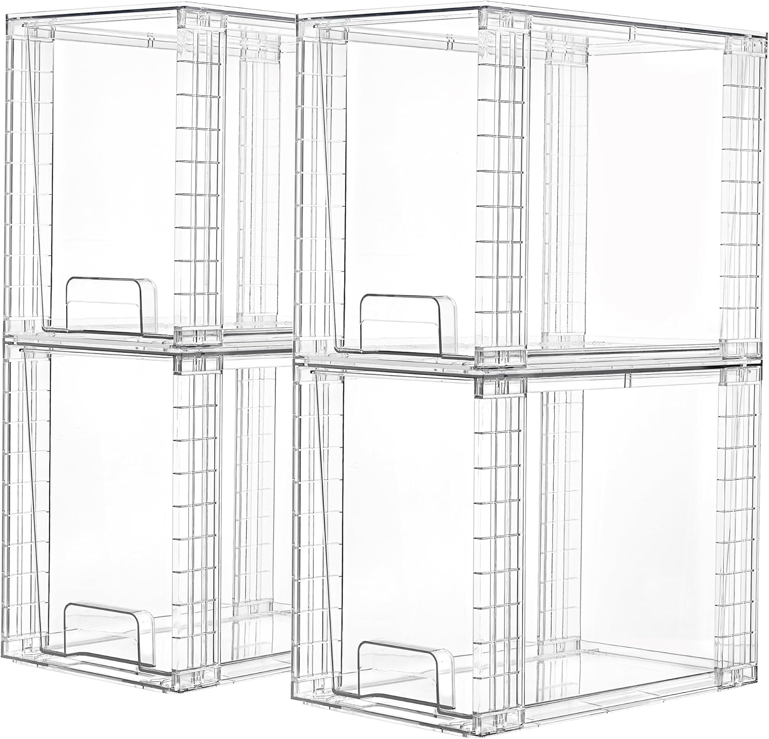 Vtopmart Clear Stackable Storage Drawers - 4 Pack Plastic Organizers for Skincare & Bathroom Supplies | 9.7" High