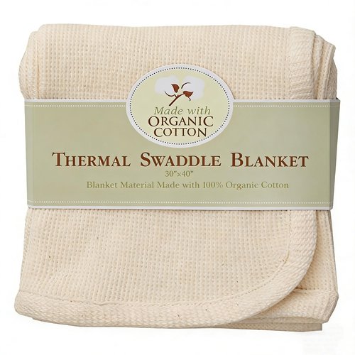 TL Care 30" X 40" Thermal/Waffle Swaddle Blanket Made with Organic Cotton, Natural Color, Soft Breathable, for Boys and Girls