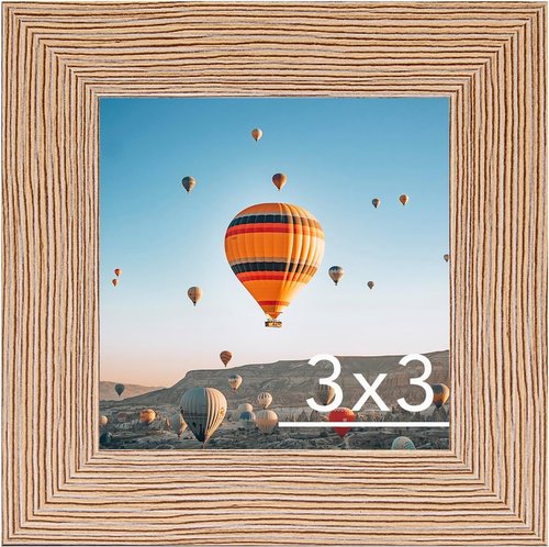 JCJMY 3x3 Picture Frame - Sturdy Rustic Brown Square Frame with Shatter Resistant Plexiglass