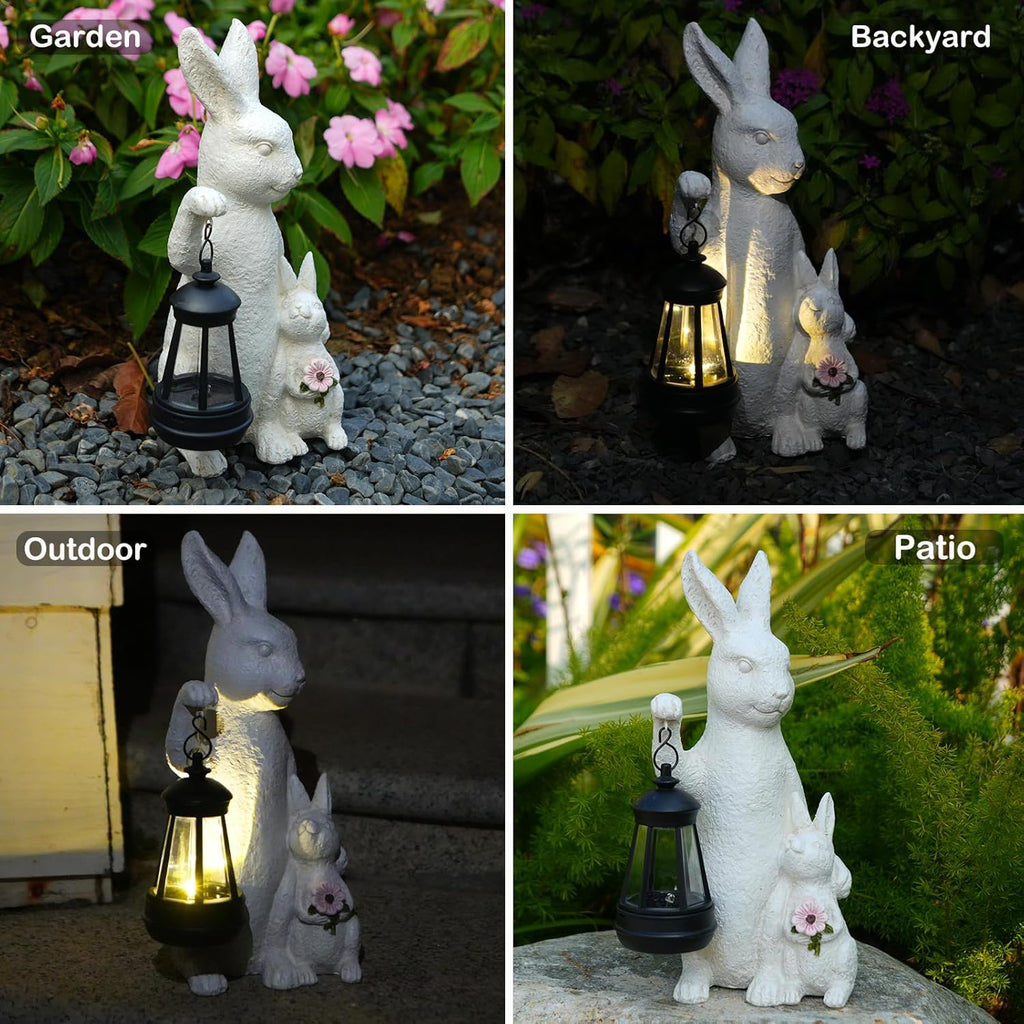 Skiennix Solar Outdoor Bunny Statues - LED Garden Sculptures for Patio & Lawn Decor | Perfect Easter Gifts