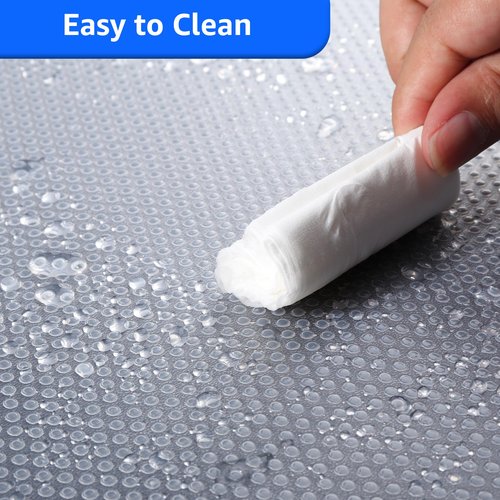 PABUSIOR Shelf Liners for Kitchen Cabinets - Clear Drawer Liners 15 inch Wide - Easy to Cut Waterproof Kitchen Cabinet Liner - Non-Adhesive Bathroom Cupboard Mat for Fridge 15 x 360 Inch
