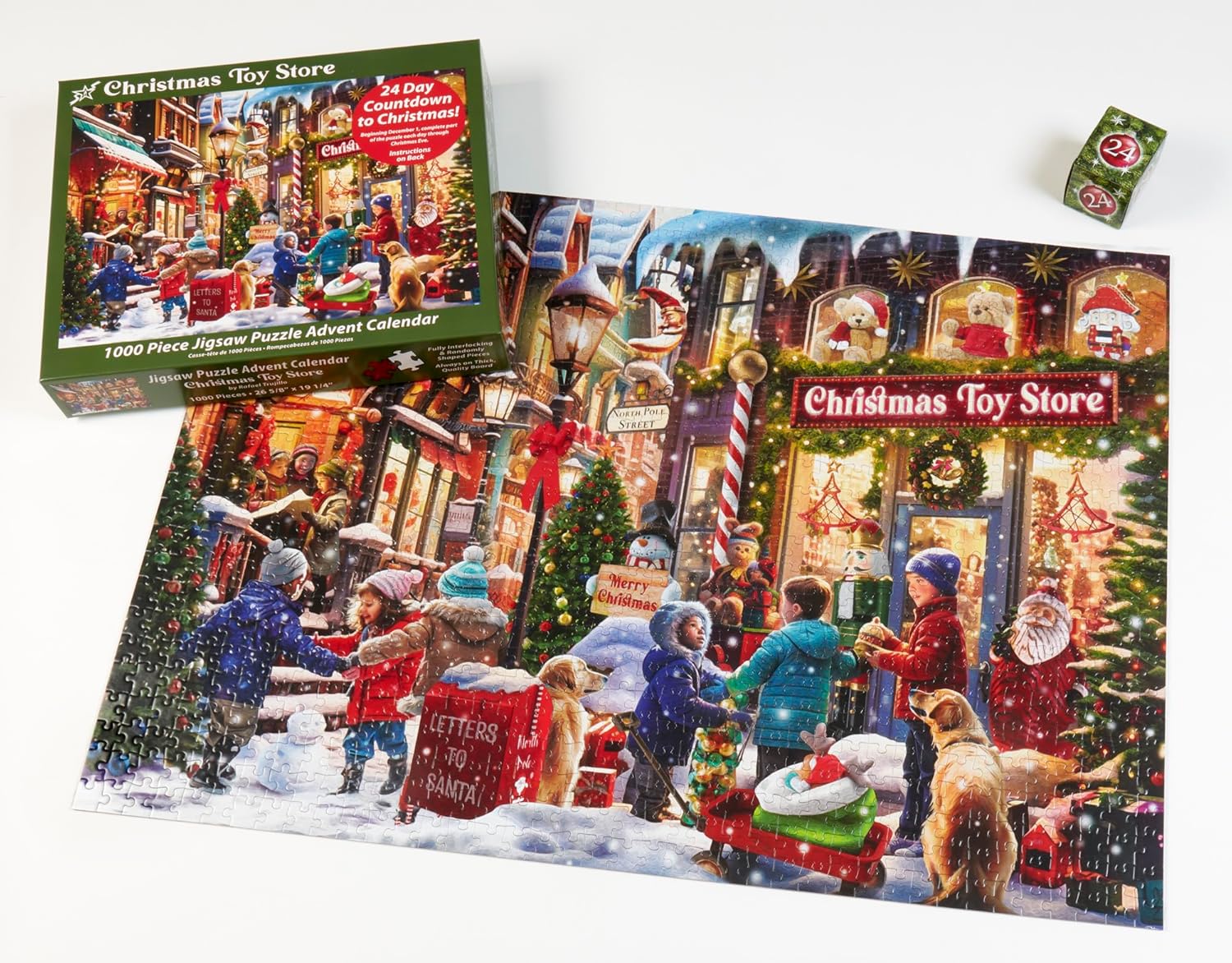 Vermont Christmas Company Jigsaw Puzzle Advent Calendar - 1000 Pieces | 24 Sections for Holiday Fun