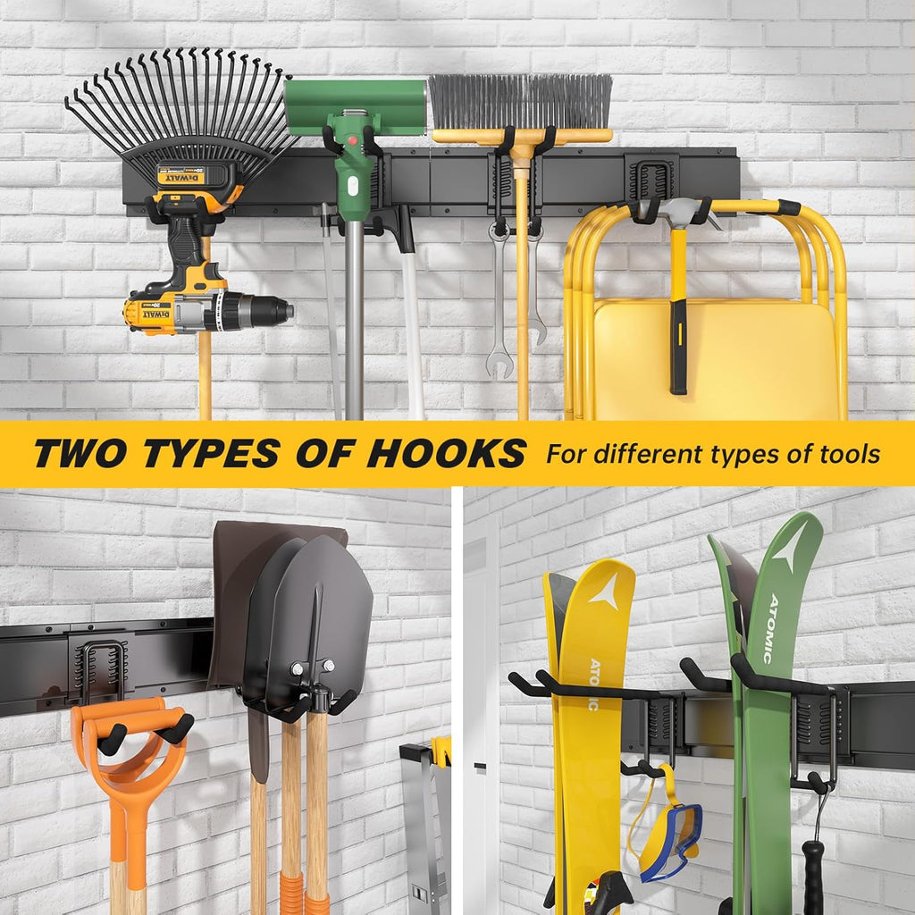 UUP Garage Storage Organizer - 32 Inches Wall Mount Tool Rack with Adjustable Metal Hooks | Heavy Duty 300lbs Capacity