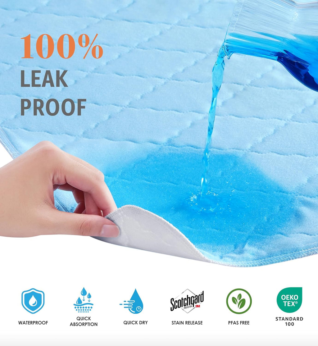 Washable Underpads - Heavy Absorbency Waterproof Reusable Incontinence Pads for Pets | Blue, 18 x 24 Inches, Pack of 4