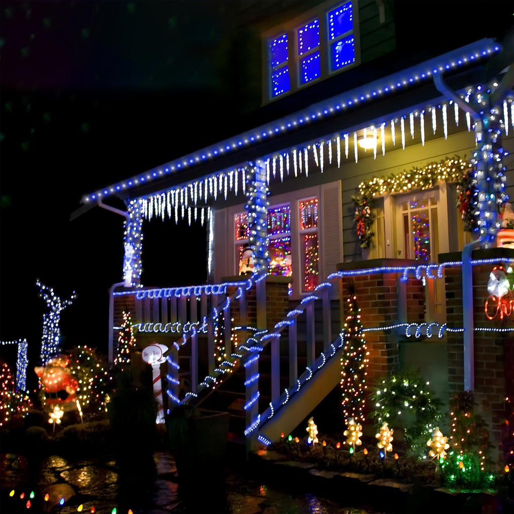 Skiennix 150ft LED Rope Lights - Connectable & Flexible Tube Lighting | Waterproof for Indoor/Outdoor Use (White & Blue)