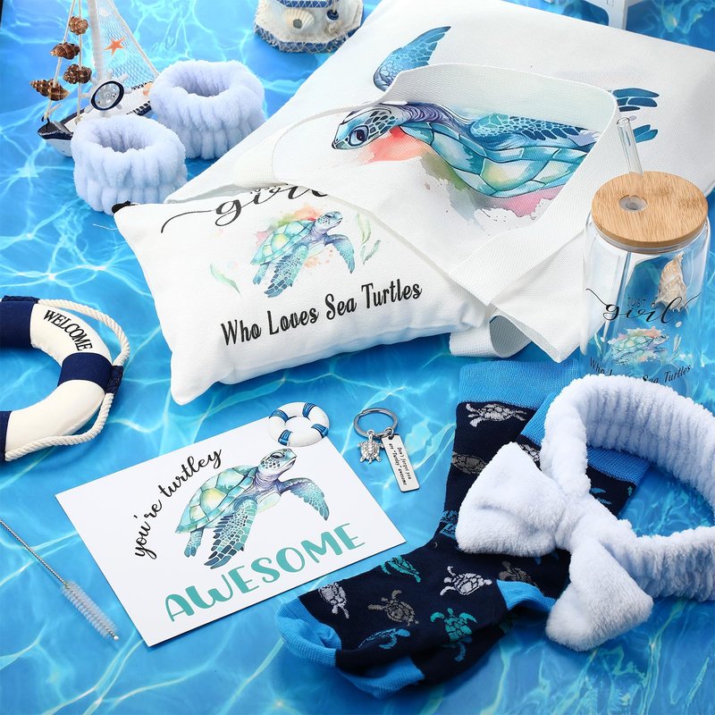 Yeyeplum 8 Pcs Sea Turtle Gifts for Women Gift Baskets Birthday Gifts Womens Gift Set Relaxing Spa Gift Luxury Mother Day Gift for Women Mom Her Friend Grandma Adults
