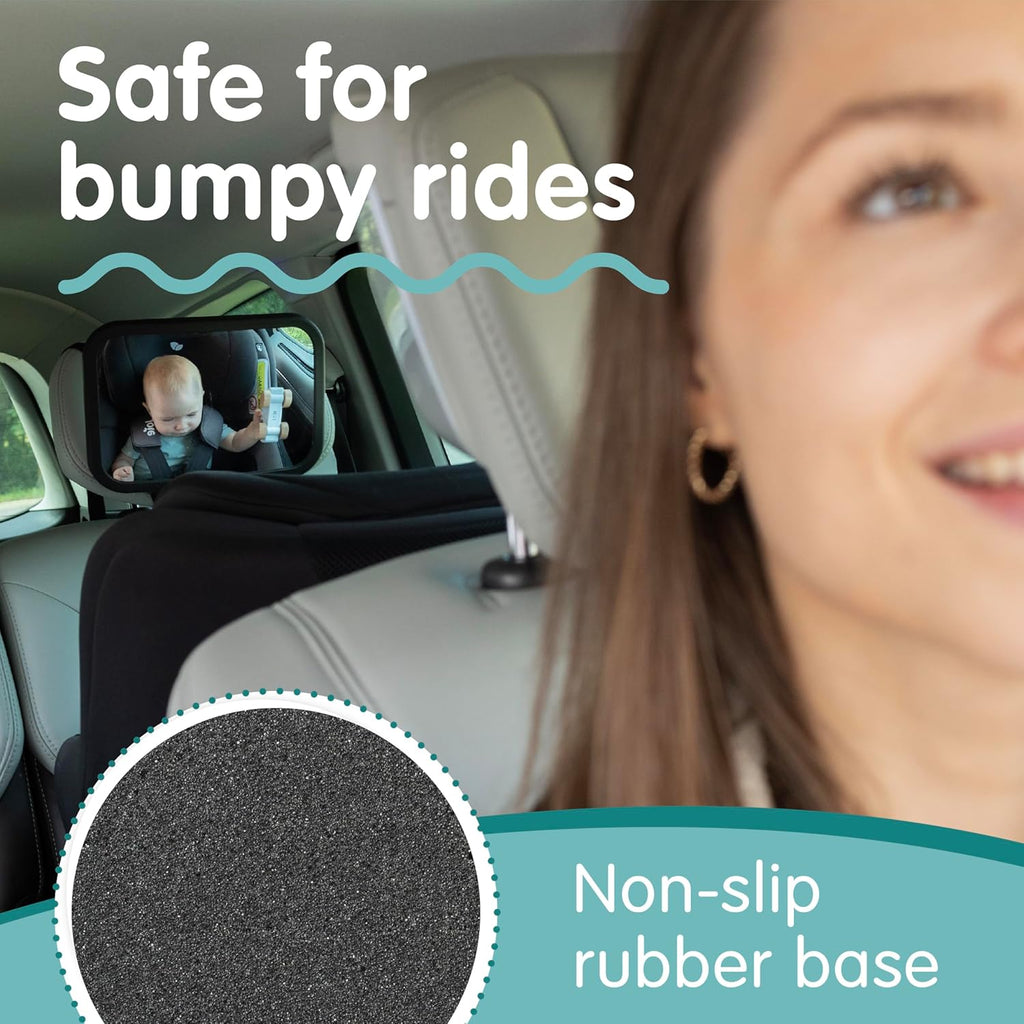 Onco Baby Car Mirror - 100% Shatterproof & Shakeproof Rear Facing 360° Rotating Convex Mirror (2 Pack)