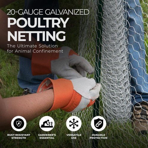 YARDGARD Chicken Wire 2 Inch Mesh 36 Inch X 150 Foot 20 Gauge Galvanized Steel Wire Fence Ideal for Crafting, Garden Protection, Bird Enclosures, Chicken Coops, Poultry Netting and Rabbit Fencing
