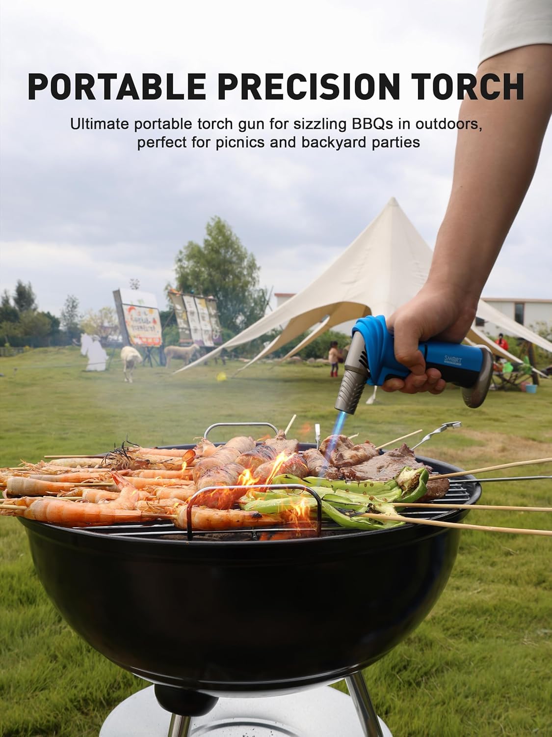SMART JERRY Mini Torch Gun - Windproof Butane Lighter with Safety Lock | Adjustable 1500℃ Flame for Cooking, BBQ, and Soldering
