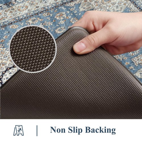 Collive Cushioned Kitchen Floor Mats, Anti Fatigue Kitchen Mats for Floor Non Slip Waterproof Sink Rugs, Comfortable Standing Desk Mat for Office, Laundry Room, 17"x47"-Blue