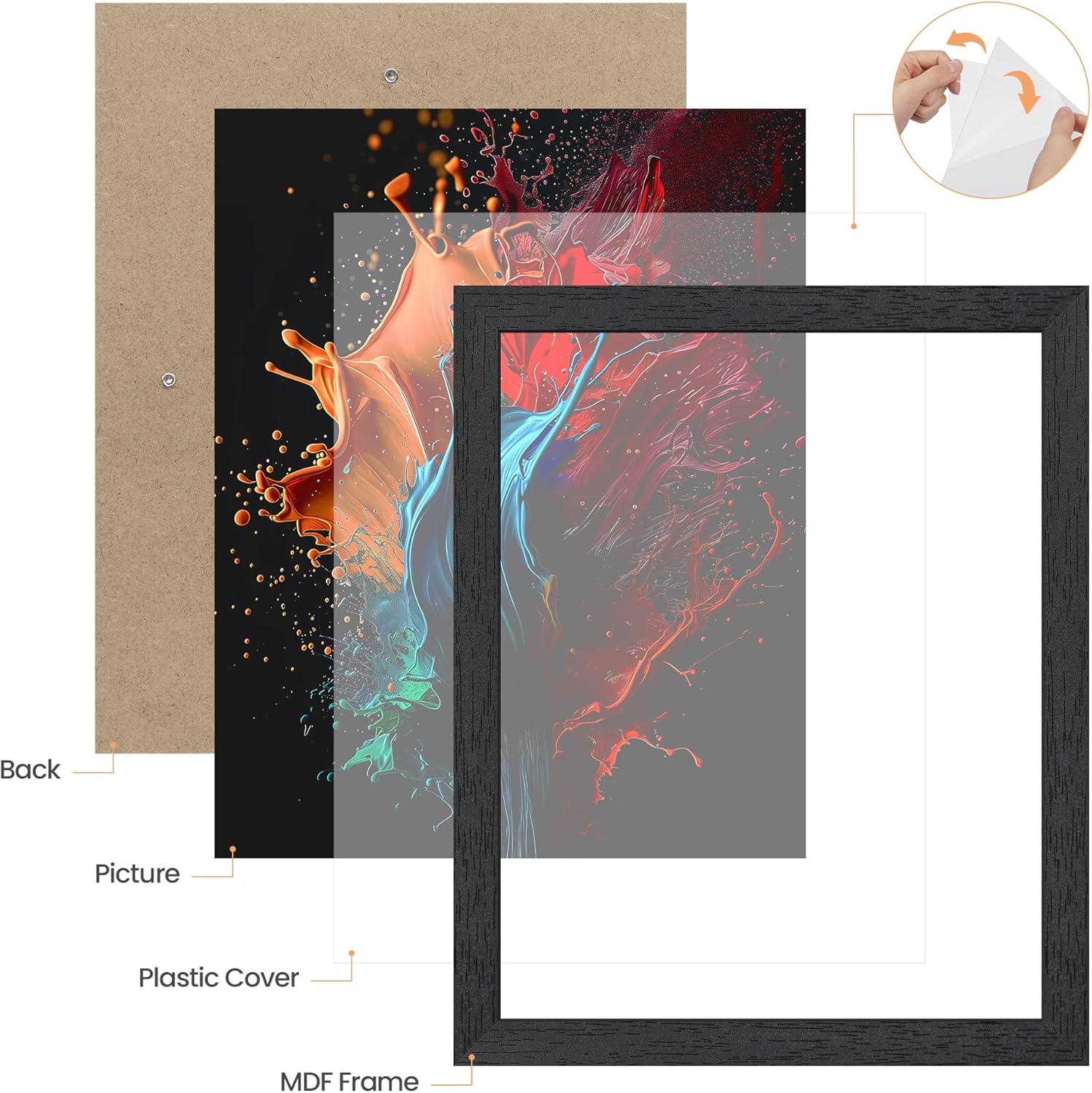 Upsimples 8.5x11 Picture Frame - Stylish Black Wall Gallery Frame for Photos | Single Pack