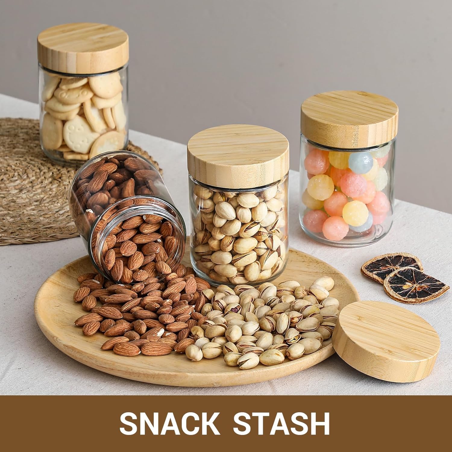 NETANY 16oz Glass Jars - Airtight Lids for Overnight Oats & Food Storage | 6-Pack Wide Mouth Containers
