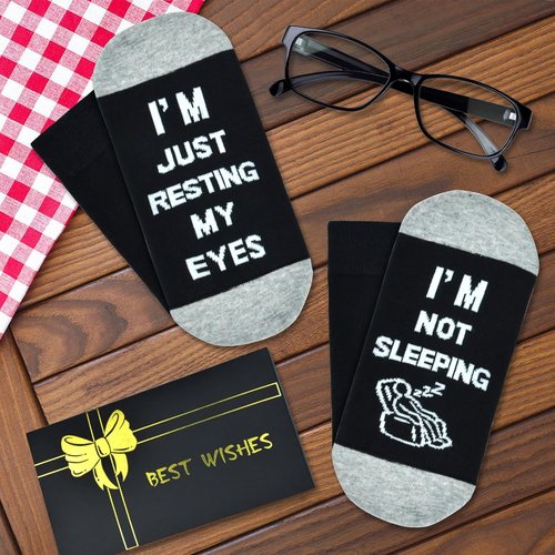 Dealswin Funny Socks for Dad - Perfect Birthday or Father's Day Gift | "I'm Not Sleeping, Just Resting My Eyes" Design