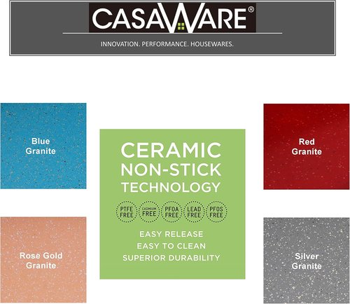 CasaWare Grande Lasagna Pan - Extra Large 18 x 12 x 3-Inch, Ceramic Coated Non-Stick | Silver Granite
