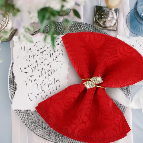 Hotop 72 Pcs Valentine's Day Napkin Rings Gold Table Decorations, Elegant Bling Leaves Napkin Rings, Rhinestone Guest Towels Buckle for Holiday Gather Party, Wedding Dinner Banquet Table Decoration