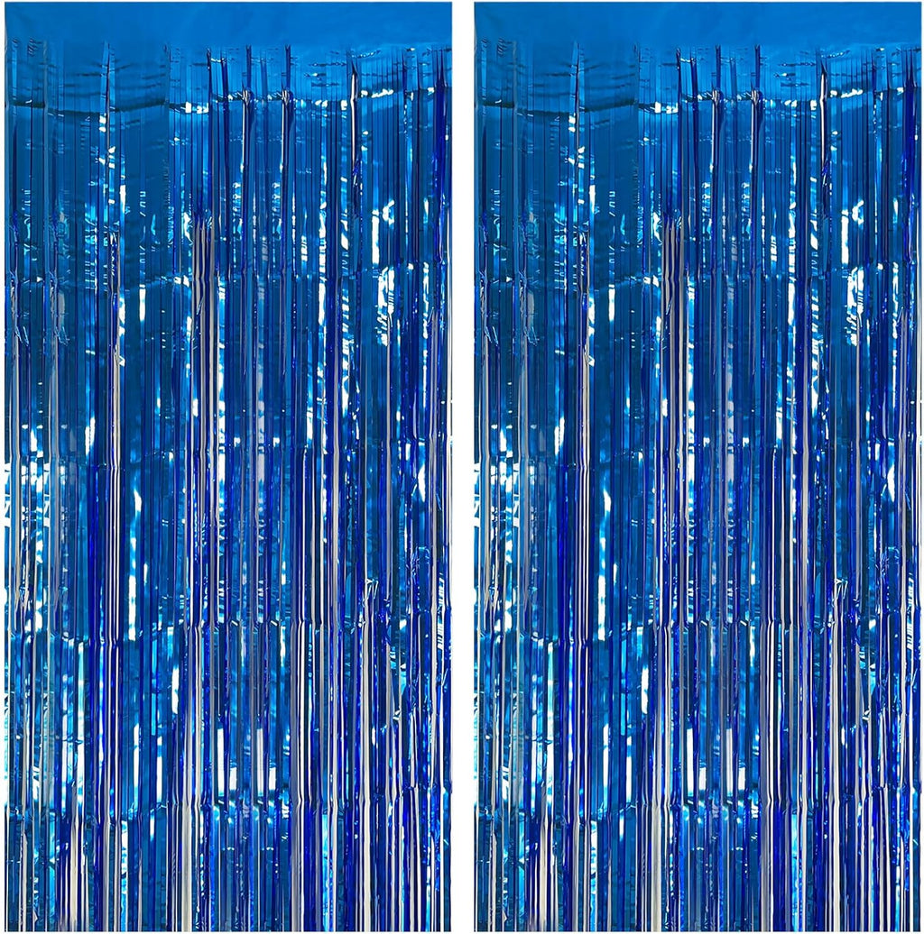 Skiennix Blue Party Decorations - 2 Pack Ocean Theme Streamers & Tinsel Fringe Curtains
