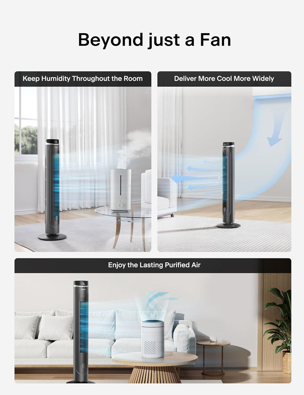 Pelonis 42-Inch Tower Fan - Quiet 90° Oscillation, 5 Speeds, Remote Control & 12H Timer | Ideal for Bedrooms