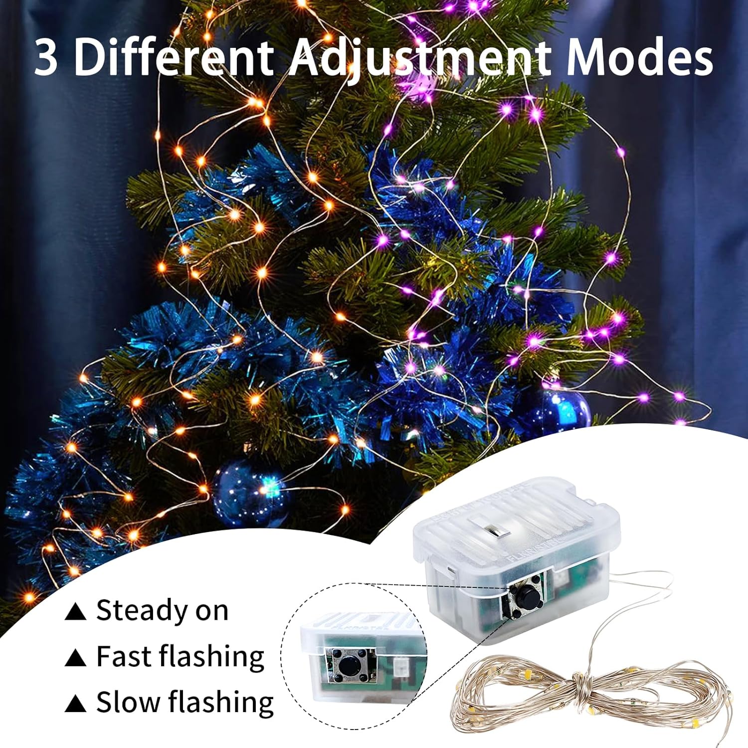 Skiennix 20 LED Fairy Lights - 7Ft Battery Operated Waterproof Twinkle String Lights | Orange & Purple for Parties, Weddings, and Holidays