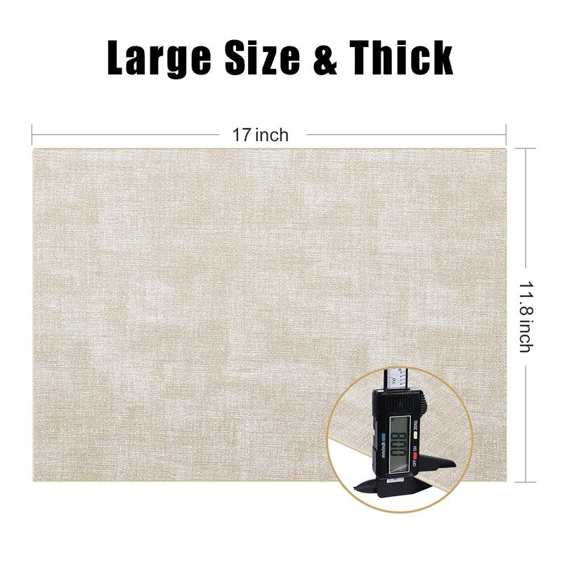 Homaxy Faux Leather Heat Resistant Placemats for Dining Table Set of 6, Waterproof Wipeable Washable PU Table Mats, Easy to Clean Anti-Slip Place Mats, 11.8" x 17", Beige