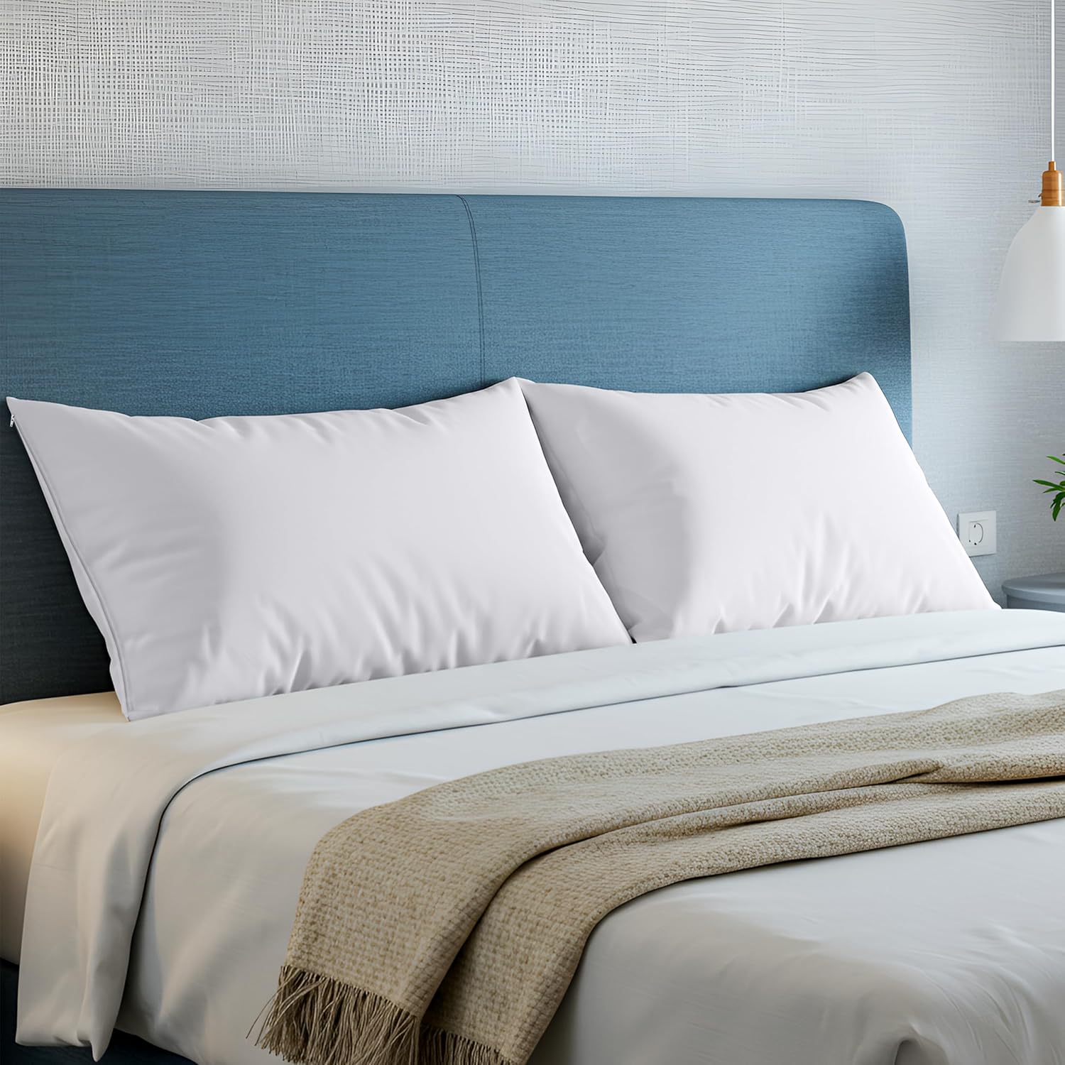 Utopia Bedding Pillow Protectors - Set of 4 Standard Size, Waterproof & Bed Bug Proof Encasements (White)