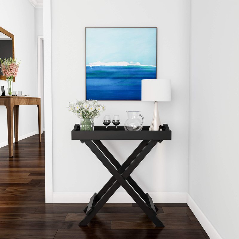 Lavish Home Folding TV Tray Table - Contemporary Side Table with Removable Tray Top for Food Serving, Meals, or Decor in Living Room, Bedroom, or Home Office (Single, Black)