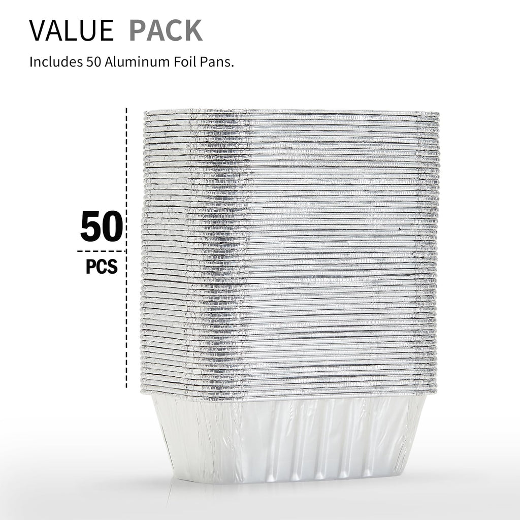 TINTUB 50 PACK 6x3.5x2 Mini Loaf Pans-1LB Small Bread Aluminum Foil Pans-For Baking Homemade Bread And Cake,Heating & Storing Food
