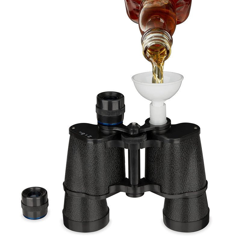 True Binocular Flask, Sneaky Flask, Hidden Alcohol Barware Accessory, Anything but a Cup, 16 oz capacity, Black