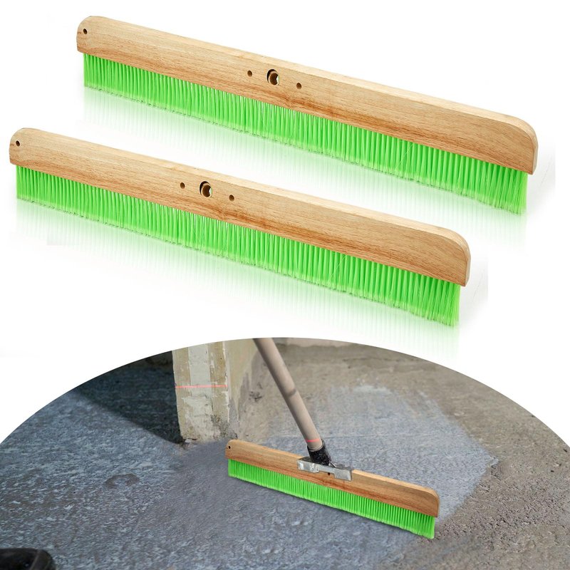 Yiyiring 2 Pcs 24 Inches Green Concrete Broom Soft Without Handle Soft Flow Through Brush with Mounting Threads for Concrete Finishes, Hard Floors, Yards