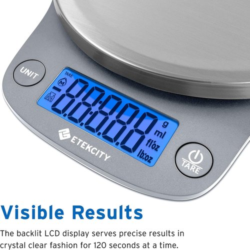 Etekcity Digital Food Kitchen Scale - Accurate Ounces & Grams for Cooking, Baking, Meal Prep | 11lb/5kg, Stainless Steel