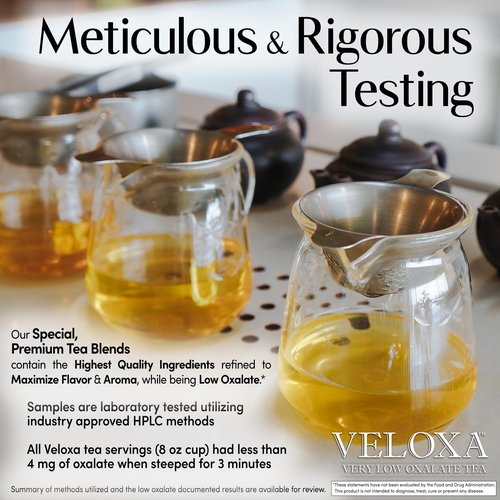 Veloxa™ Very Low Oxalate Tea (90 Pyramid Tea Bags (3 Cartons), Luscious Lemon Low Oxalate Rooibos)