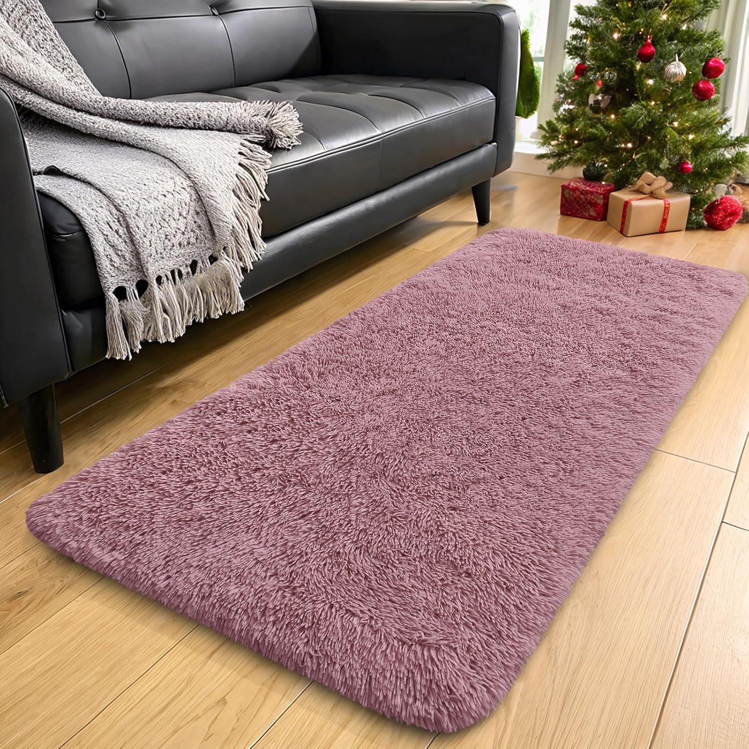 OLANLY Runner Rugs - Soft, Machine Washable Shaggy Carpet for Hallways & Bedrooms | Blush Color