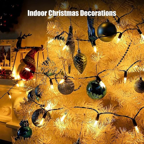 Dirnun Christmas Lights - 100 Count Clear White Incandescent Connectable Lights | UL Certified for Indoor/Outdoor Use