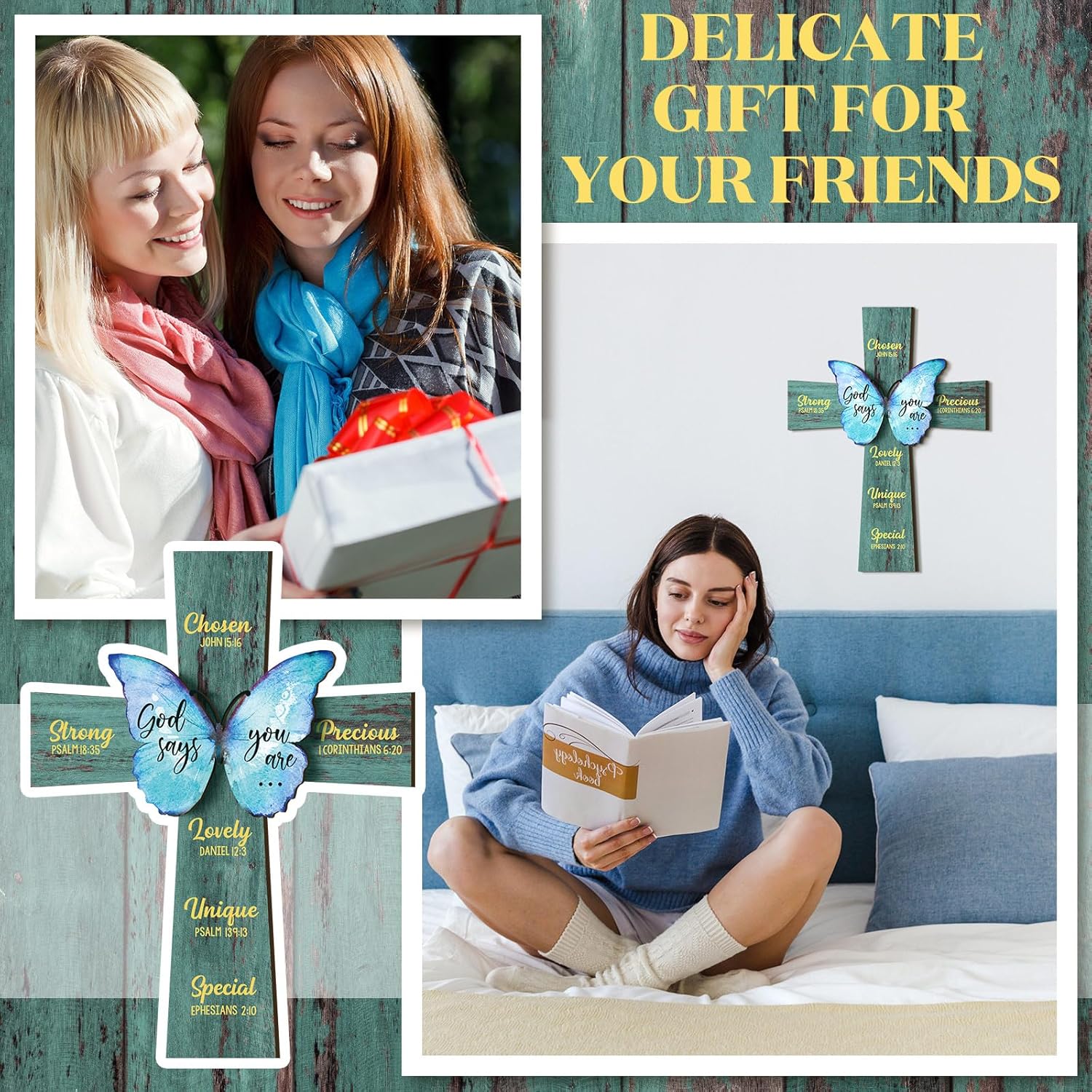 Panelee Inspirational Christian Wood Sign - 11.81 Inch Bible Verse Wall Decor for Home & Office