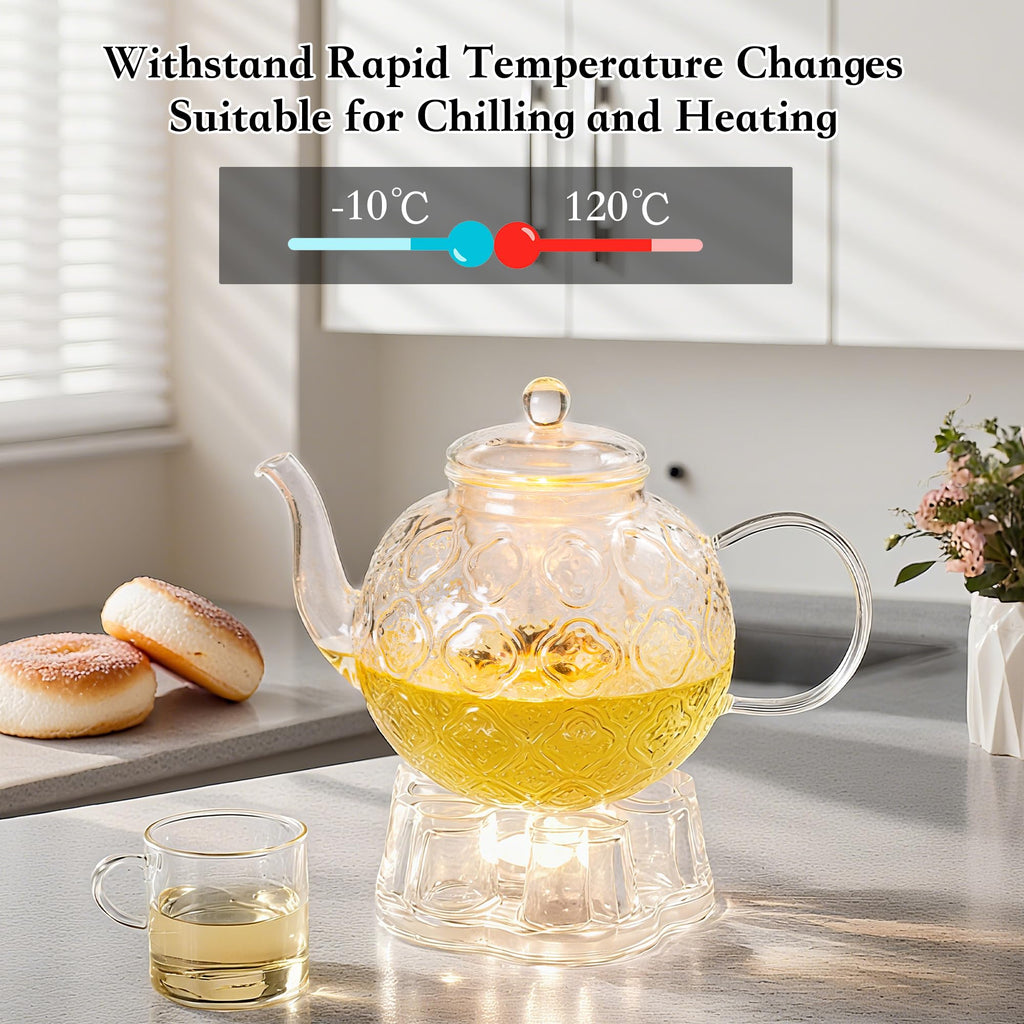 Glass Teapot with Removable Infuser-1500ml/50oz Clear Glass Tea Pot, Borosilicate Microwave Safe GlassTea Kettle and Tea Maker for Blooming & loose Tea