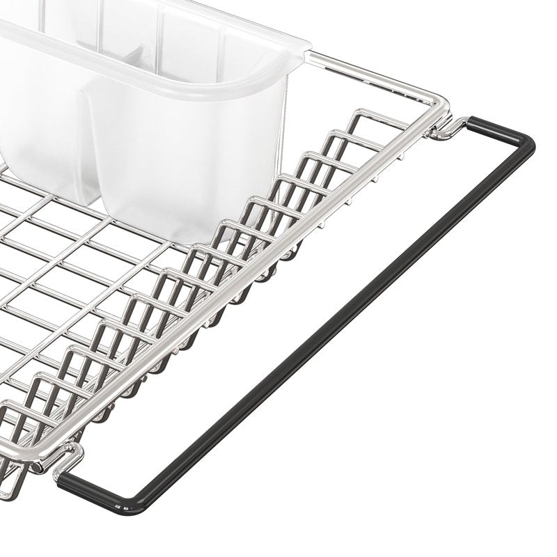 Simple Houseware Large Over Sink Counter Top Stainless Steel Dish Drainer Drying Rack with Utensil Holder, Chrome