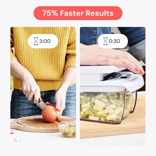 Fullstar Vegetable Chopper & Mandoline Slicer - 8-in-1 Kitchen Gadget with Container & Julienne Feature | White