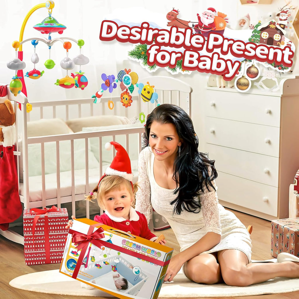 Skiennix Baby Musical Crib Mobile - Remote Control, Lights & Projector | 108 Melodies for Newborns