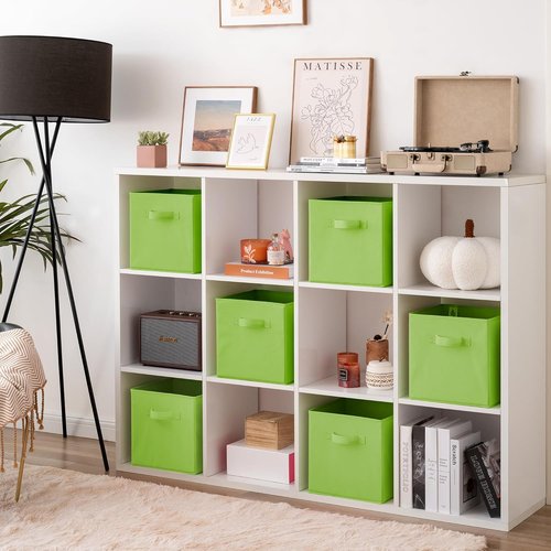 Granny Says Cube Storage Bins - 11-Inch Foldable Fabric Organizers with Handle | Light Green, 6-Pack