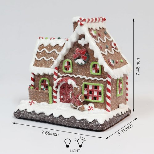 Moments In Time Gingerbread House | Light-Up Christmas Village Decoration - 7.5” LED Handcrafted Holiday Décor
