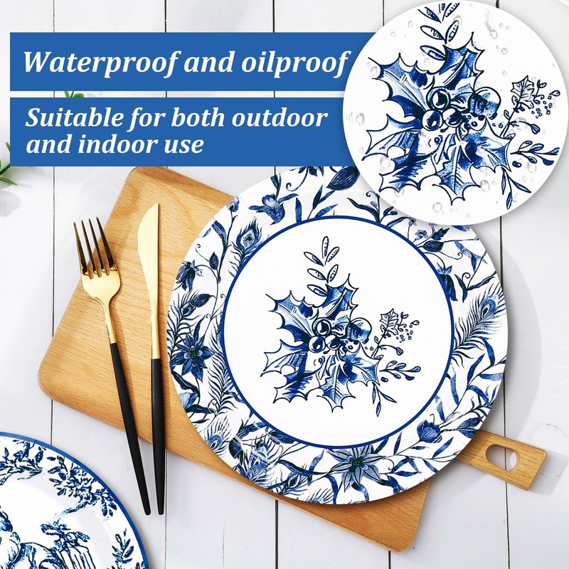 Whaline Pastel Smile Paper Plates 4 Designs Disposable Plates 9 Inch Dinner Dessert Plates for Birthday Wedding Party Supplies Table Decor, 40Pcs