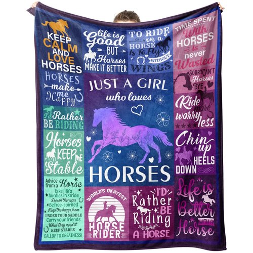 WLLHEO Horse Gifts for Girls, Horse Blanket, Horses Lovers Throw Blankets for Women Girls Christmas Birthday Decor Gifts 60"x50"