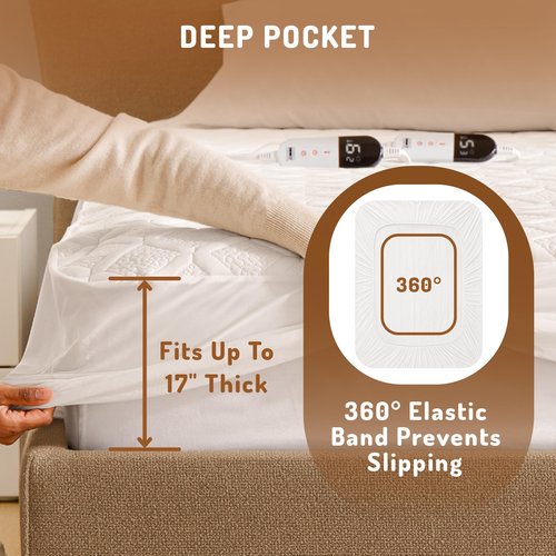 Twin XL Heated Mattress Pad - Degrees of Comfort Electric Bed Warmer with Single Controller, 6 Heating Levels, 10-Hour Auto Shut-Off, Breathable Air-Layer, 39"x80"